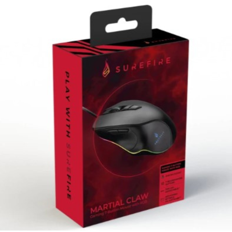 Surefire Martial Claw wired gaming mouse in red boxview