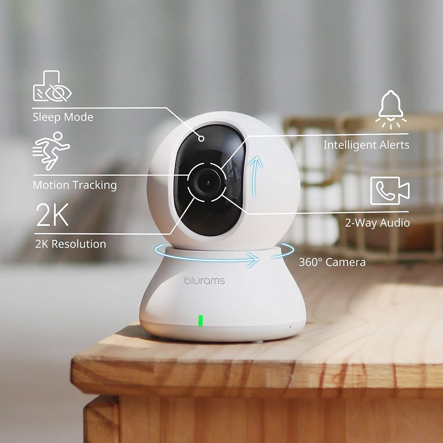 Blurams Dome Lite 2 - Indoor Security Camera showing small size on desk