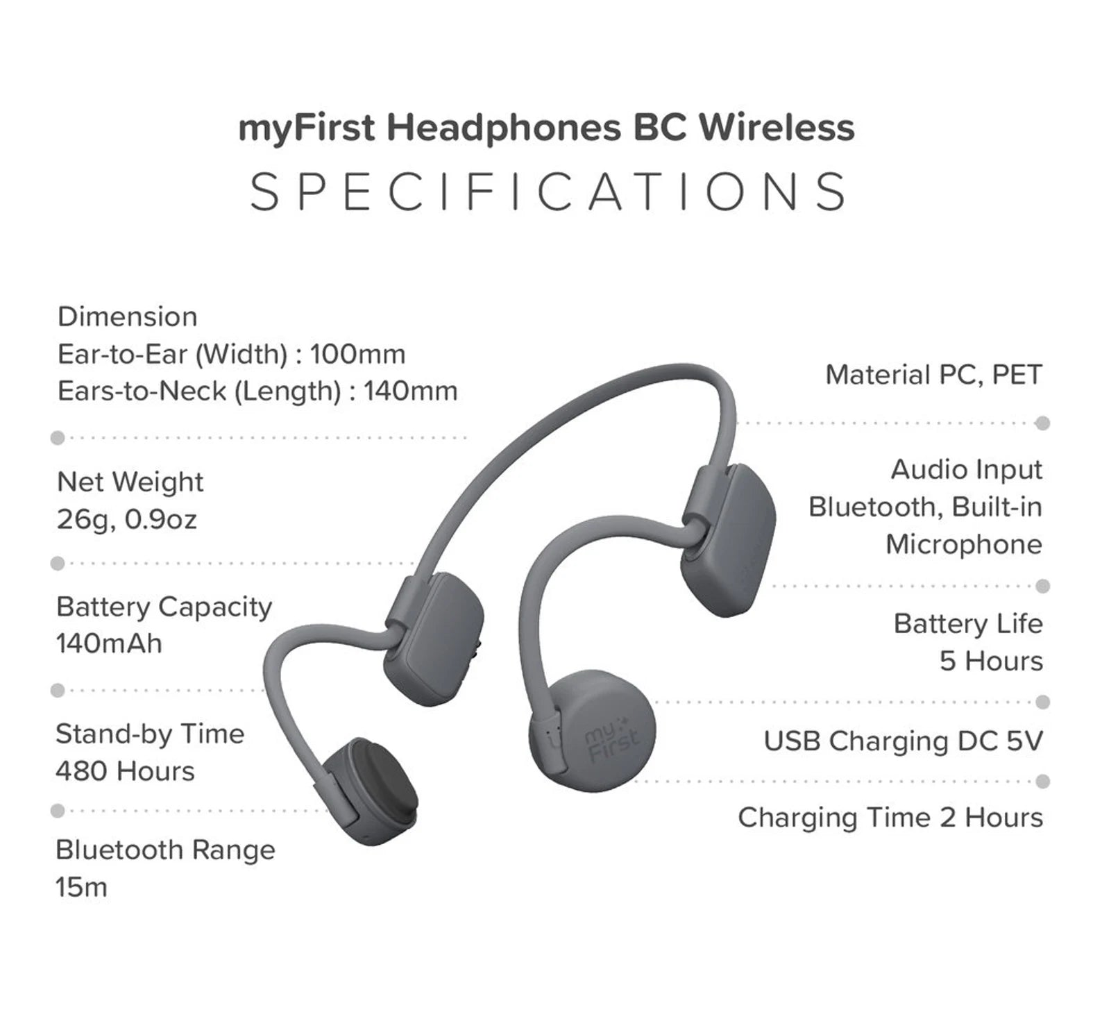 myfirst bc wireless headphones tech spec