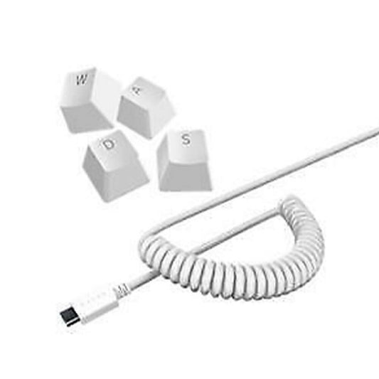 Razer PBT Keycap and Coiled Cable - White