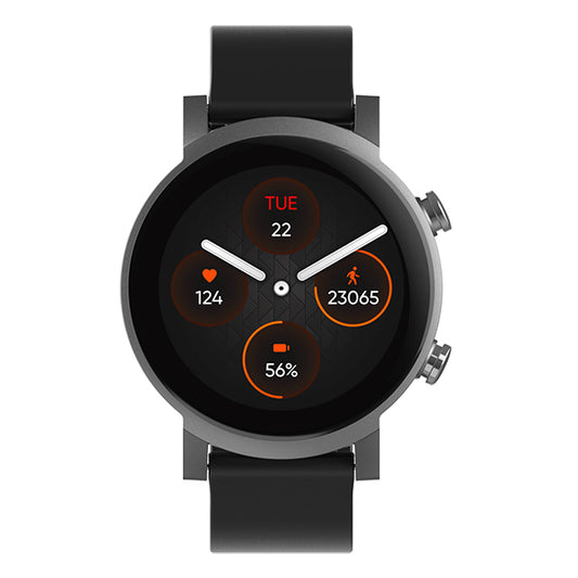 MOBVOI TICWATCH E3 smartwatch, watch face view on What Gadget Reviewed
